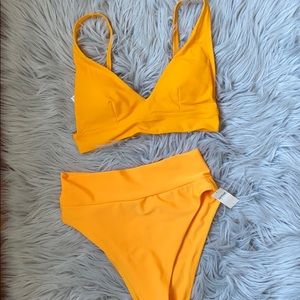 NWT AERIE BIKINI COLOR TANGERINE HIGH WAISTED!